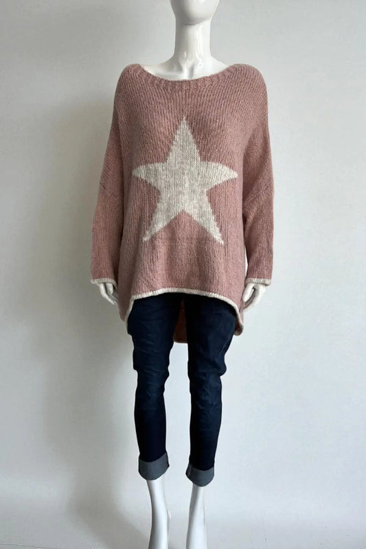 Made in Italy Wool Slouch Star Jumper
