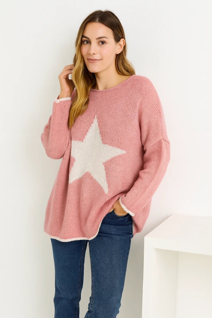 Made in Italy Wool Slouch Star Jumper