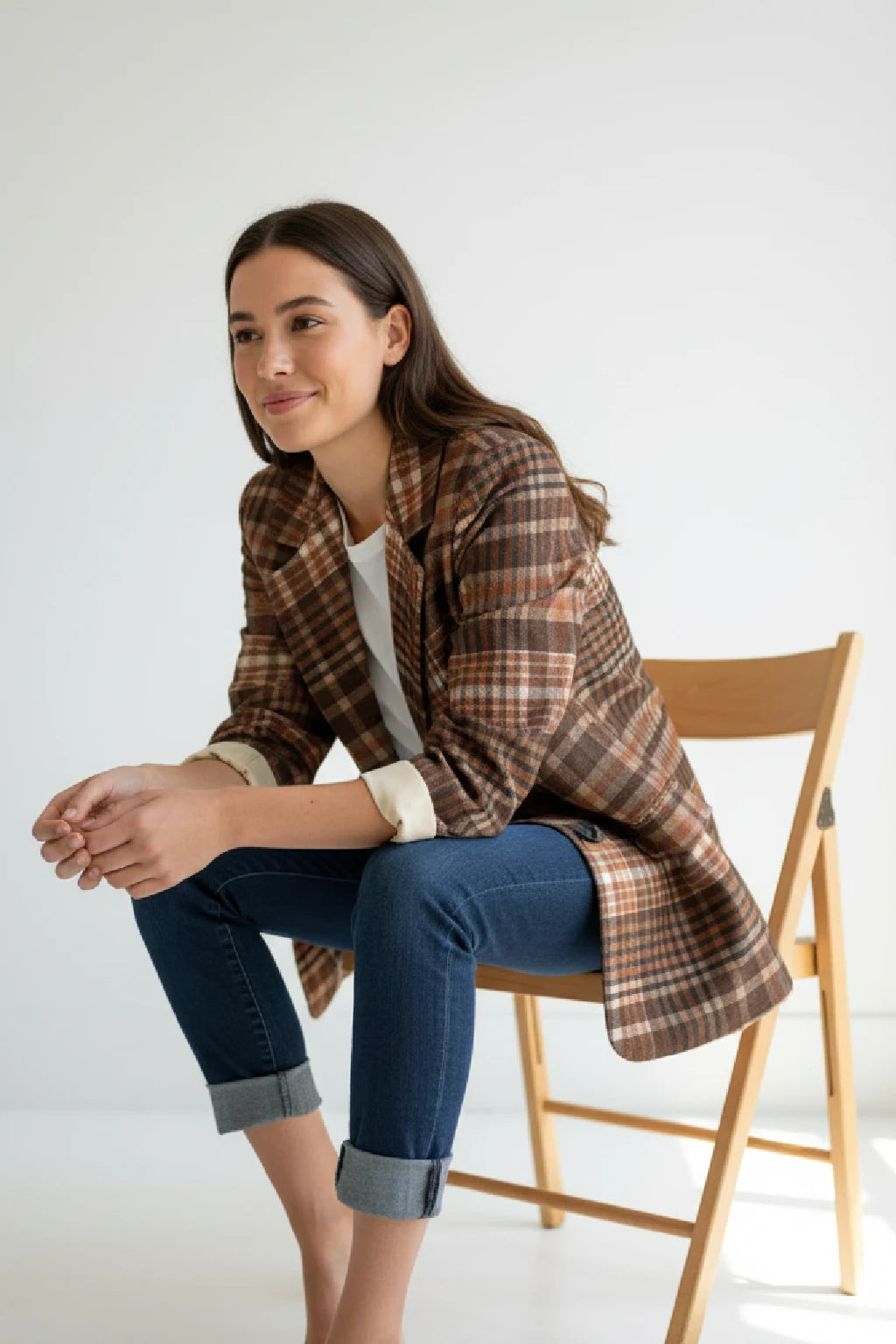 Zetaotto Plaid Corduroy Blazer