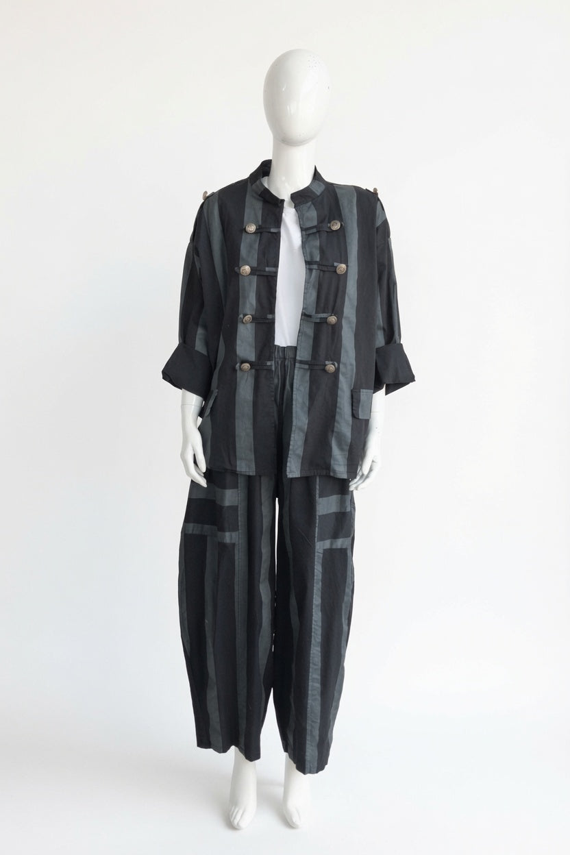 Made in Italy Stripe Barrel Leg Pant