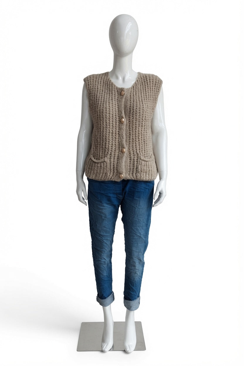 Ladies Sleeveless Cardigan Gilet with Pockets