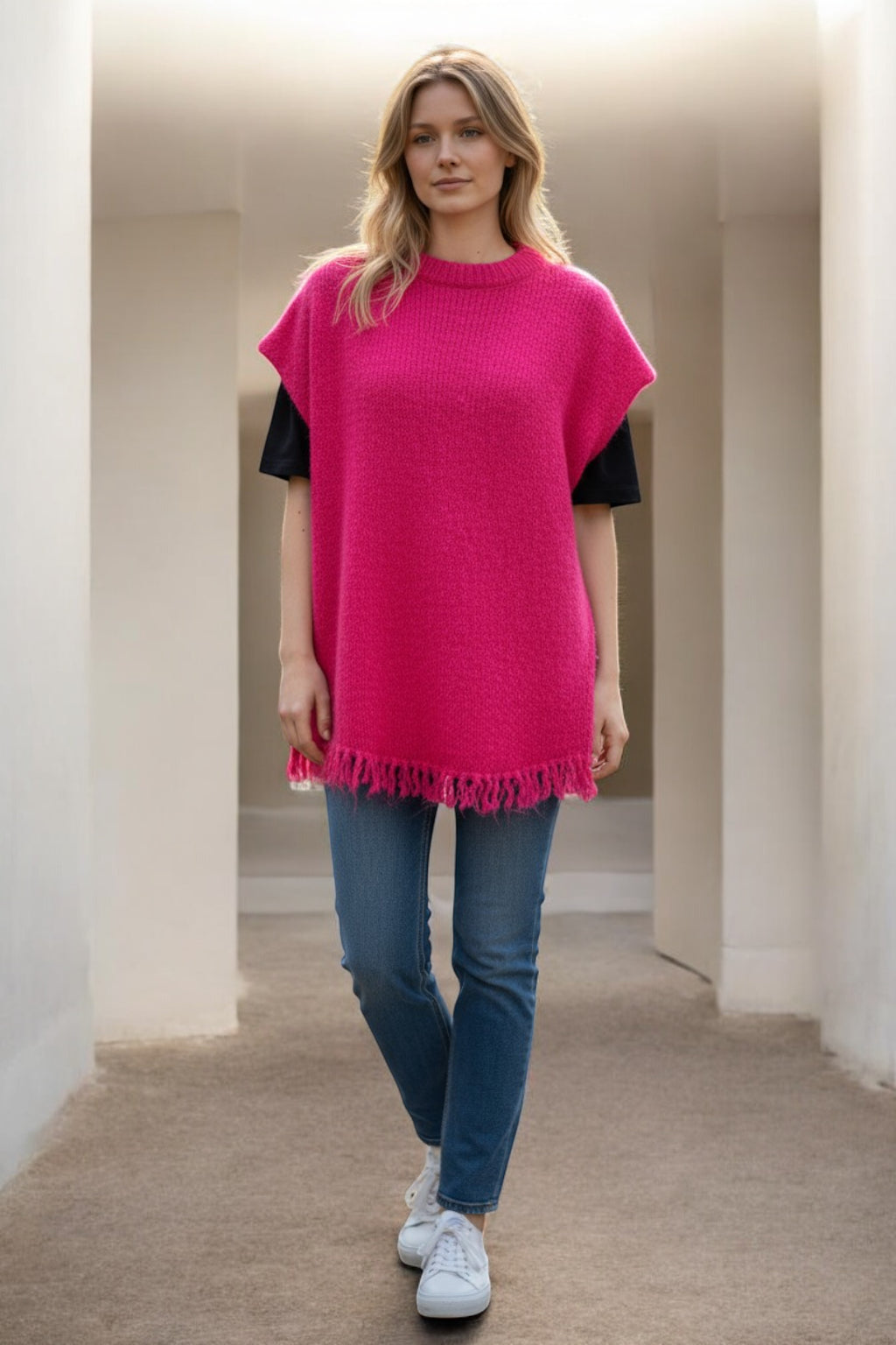 Wool Sleeveless Knitted Tassel Jumper