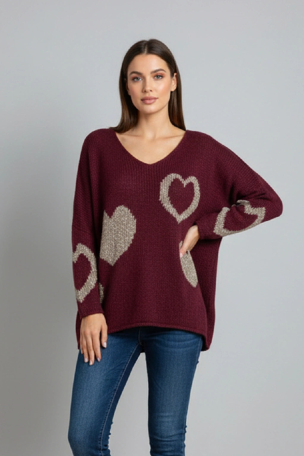 Made in Italy Wool Slouch Heart Jumper
