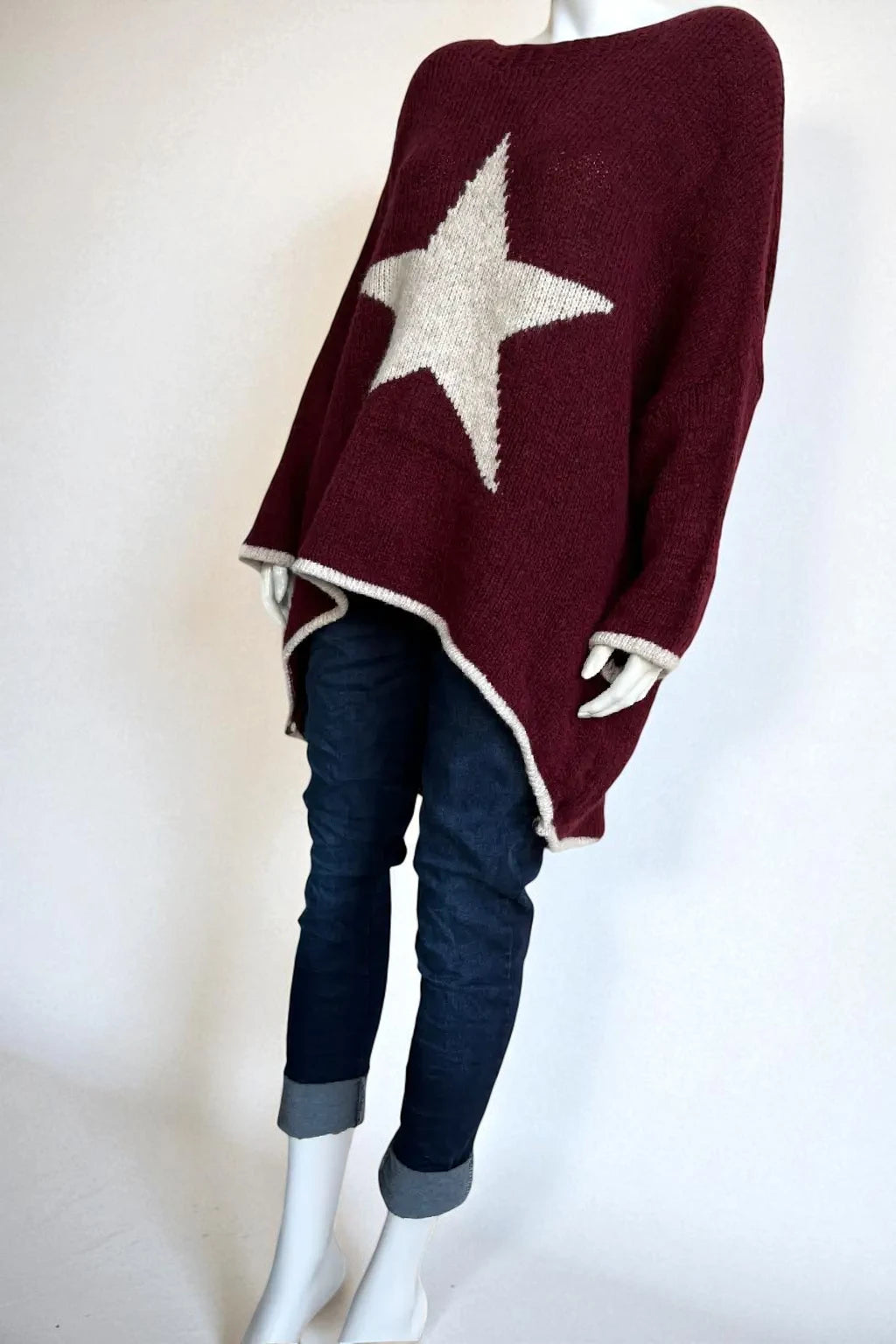 Made in Italy Wool Slouch Star Jumper