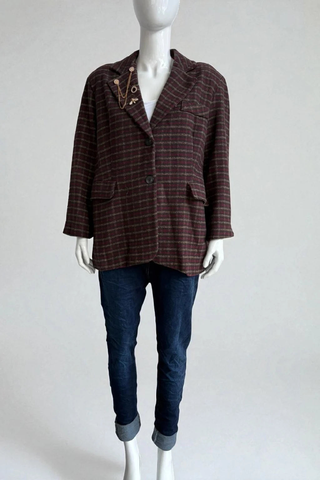 Made in Italy Wool Plaid Blazer
