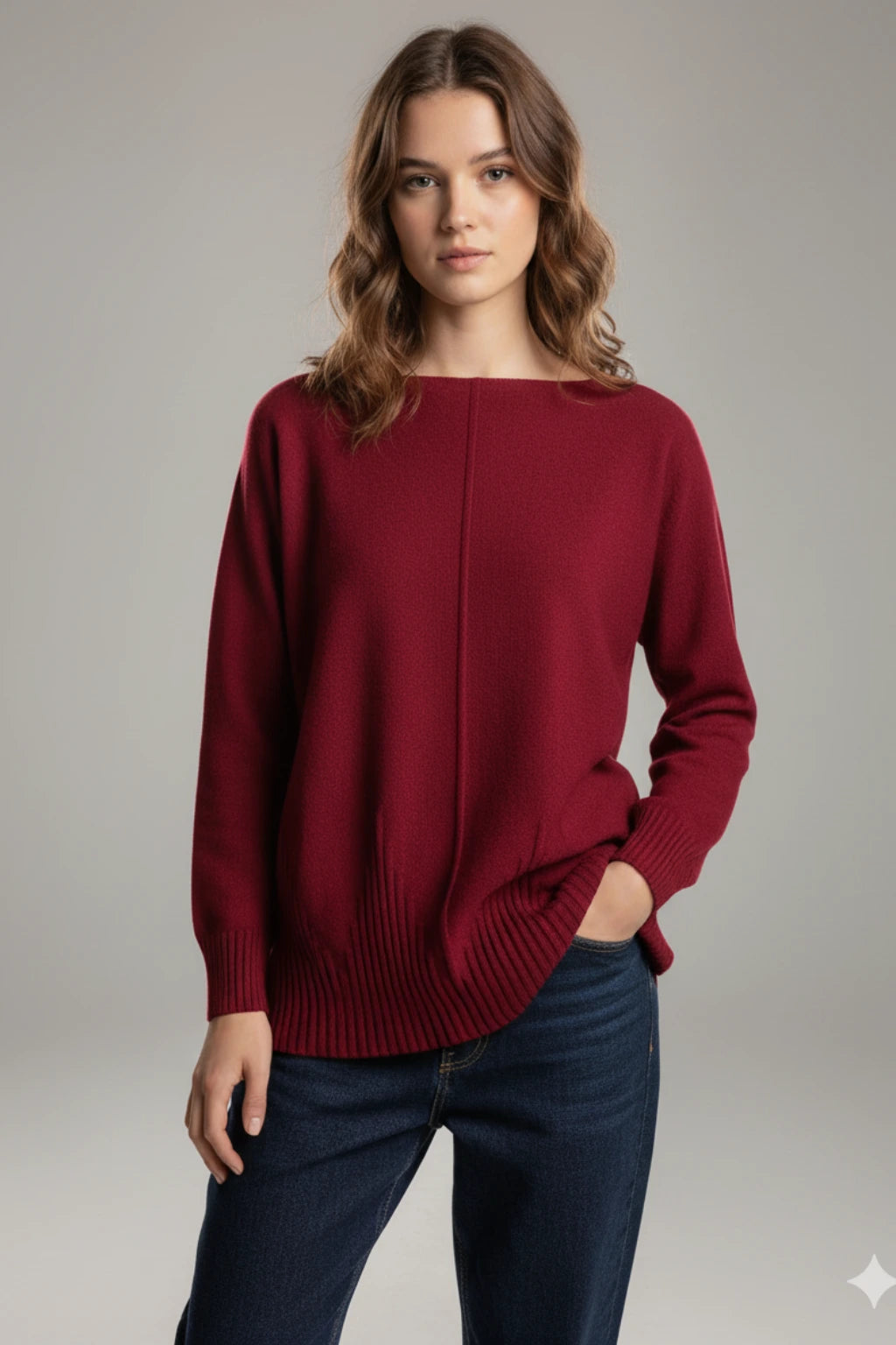 Women's soft knit Ribbed Hem Jumper