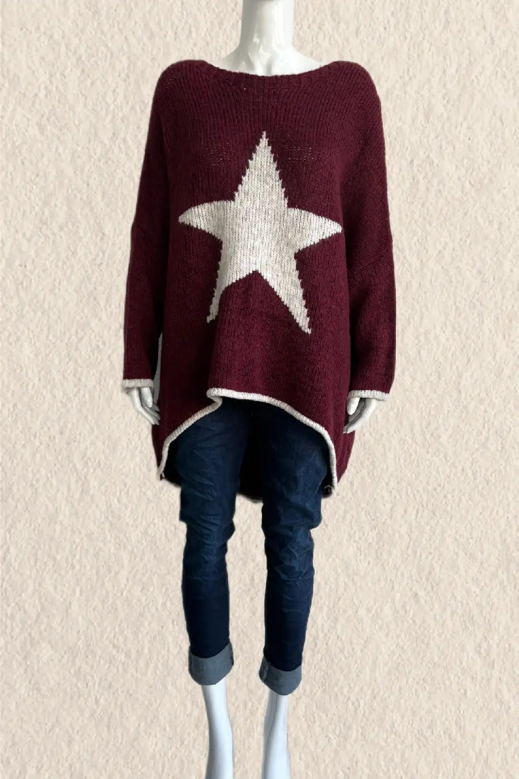 Made in Italy Wool Slouch Star Jumper