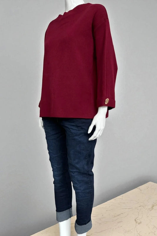 Women's Button Sleeve Soft Knit Lagenlook