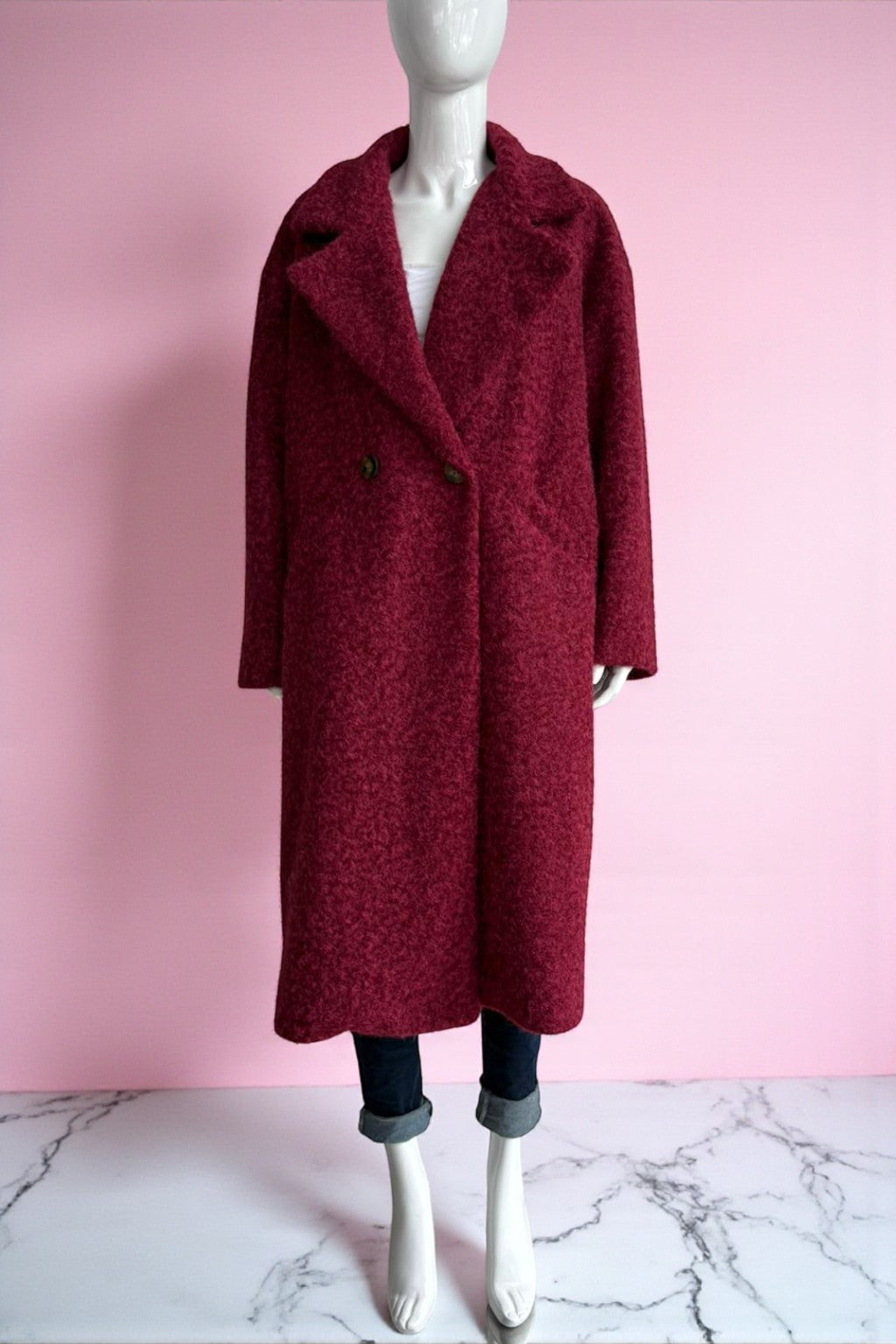 Women's Textured Double-Breasted Coat Lagenlook