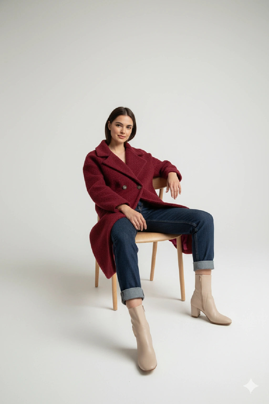 Women's Textured Double-Breasted Coat Lagenlook