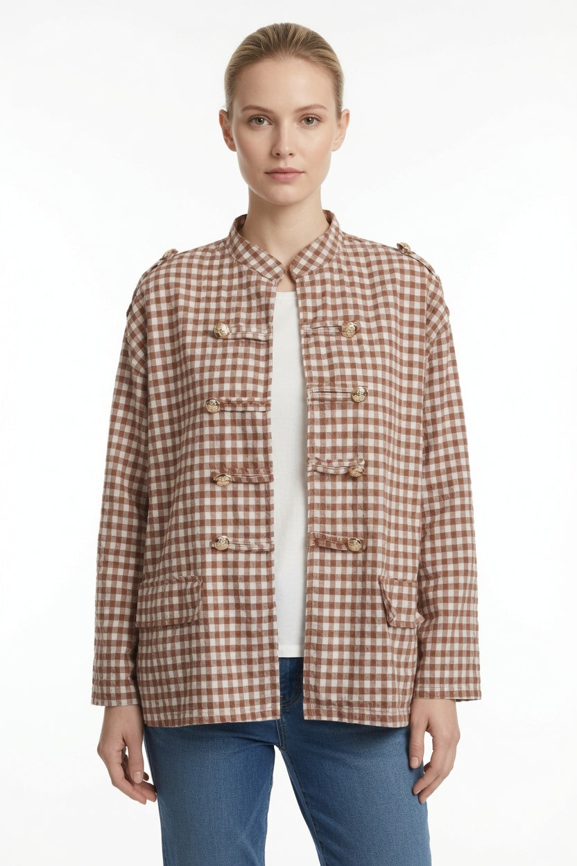 Gingham Military Jacket