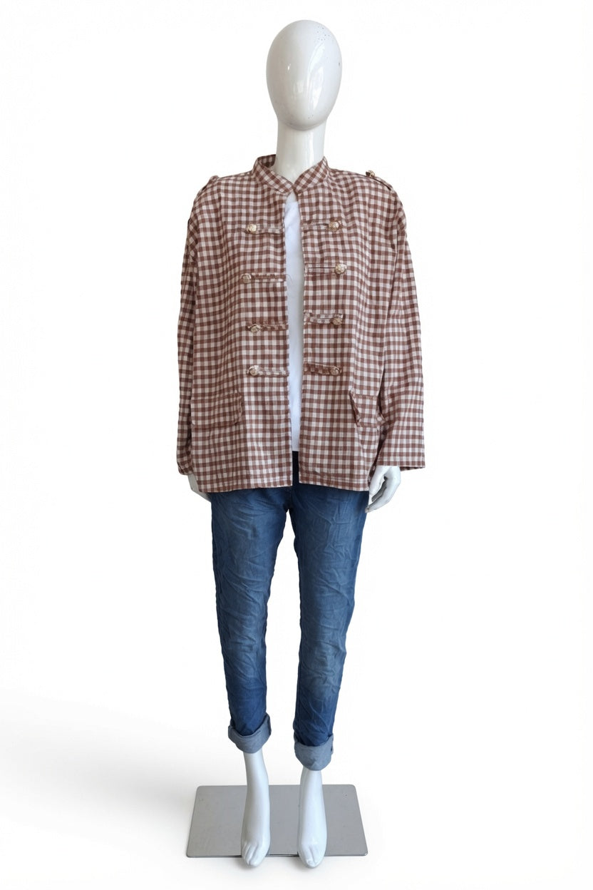 Gingham Military Jacket