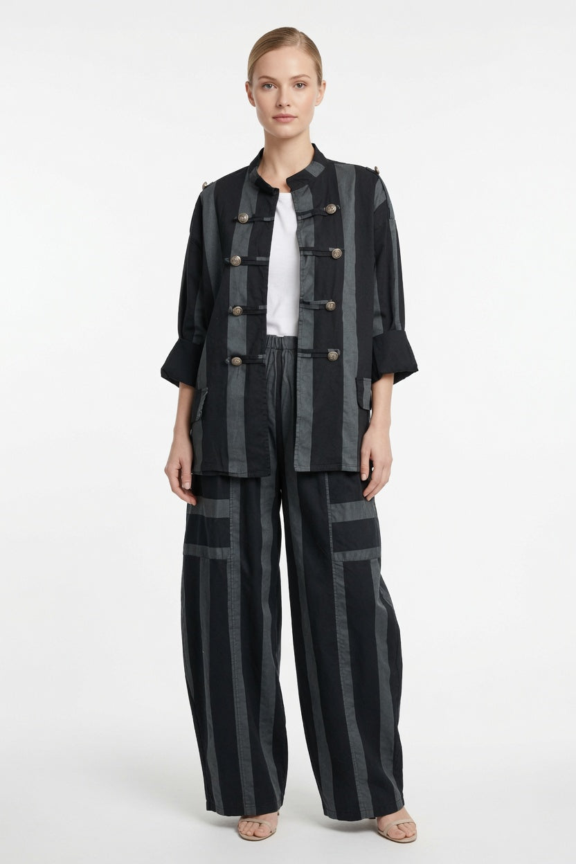 Made in Italy Stripe Barrel Leg Pant