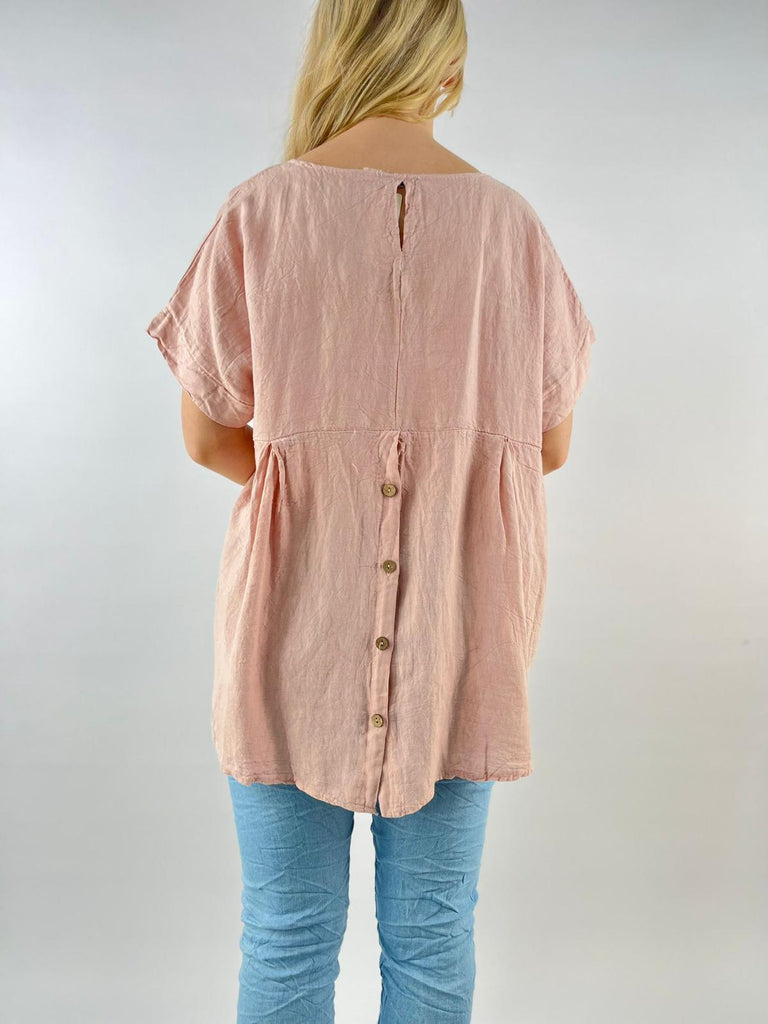 Made in Italy Linen Button Back Top Lagenlook